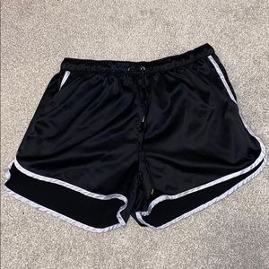 Black satin court shorts